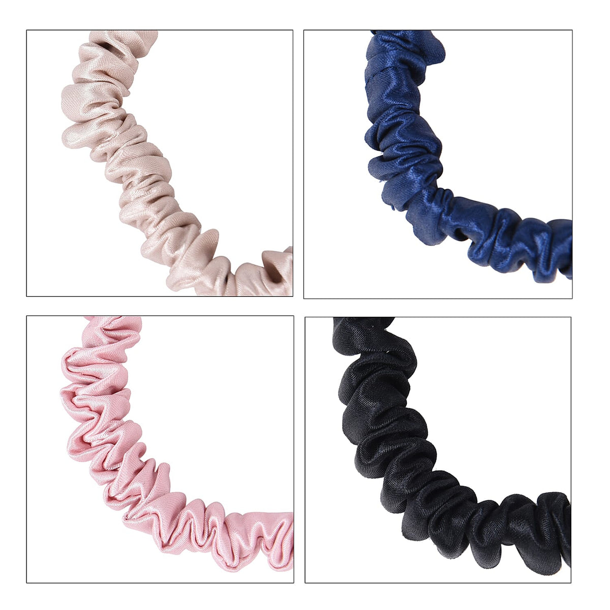 Set of 4 - 100% Mulberry Skinny Silk Scrunchies 3804570 5