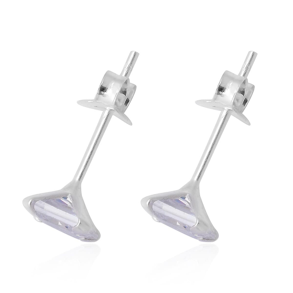 Set of 2 - Blue Cubic Zirconia and Champagne Cubic Zirconia Earrings Sterling Silver 4039149 2
