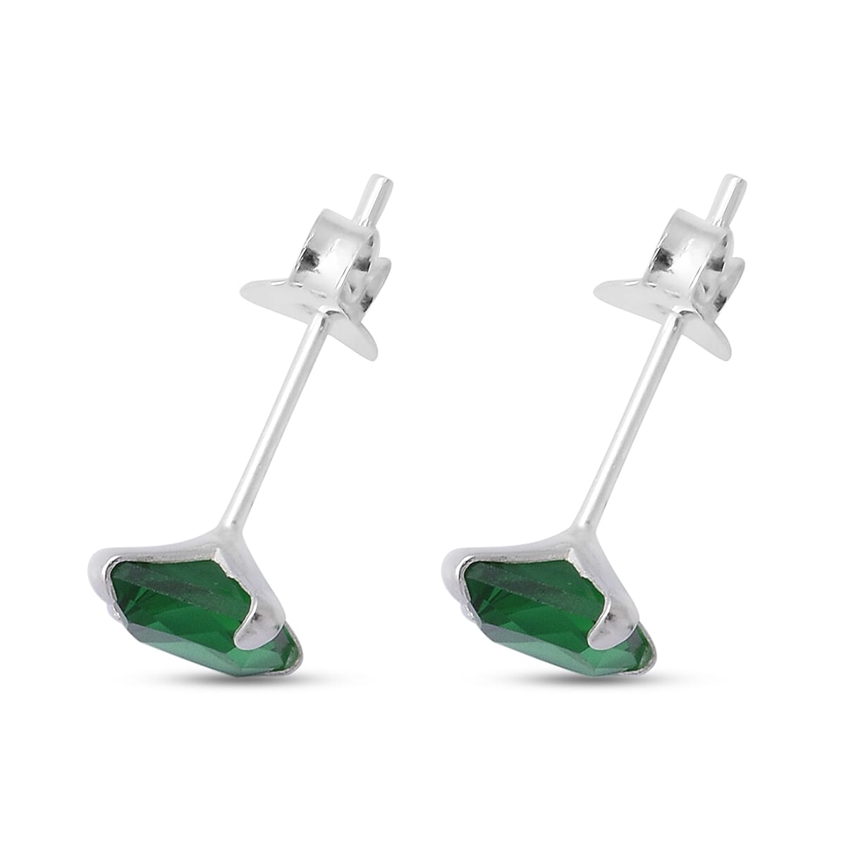 Set of 2 - Blue Cubic Zirconia and Champagne Cubic Zirconia Earrings Sterling Silver 4039149 4