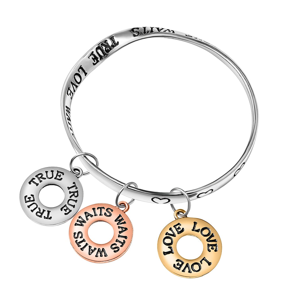 Vegas Closeout Set of 3 - Charm Bangles in Tri-Tone