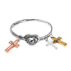 Vegas Closeout Set of 3 - Charm Bangles in Tri-Tone