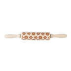 Set of 2 - Christmas Embossed Pattern Wooden Rolling Pin (Size 35x5Cm)