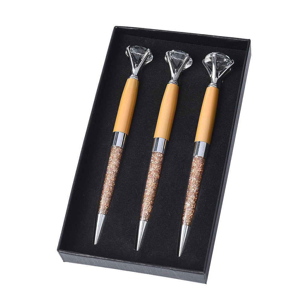 Set of 3 - Crystal Gift Pen - Gold
