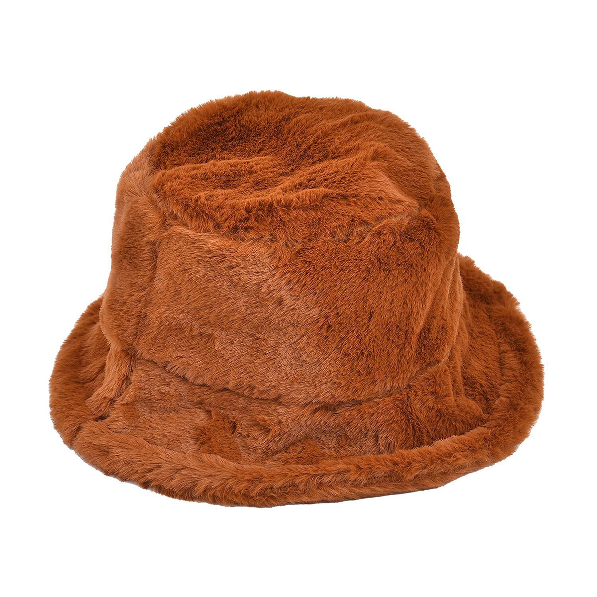 Set of 2 - Faux Fur Bucket Hat and Scarf - Brown 7194121 1