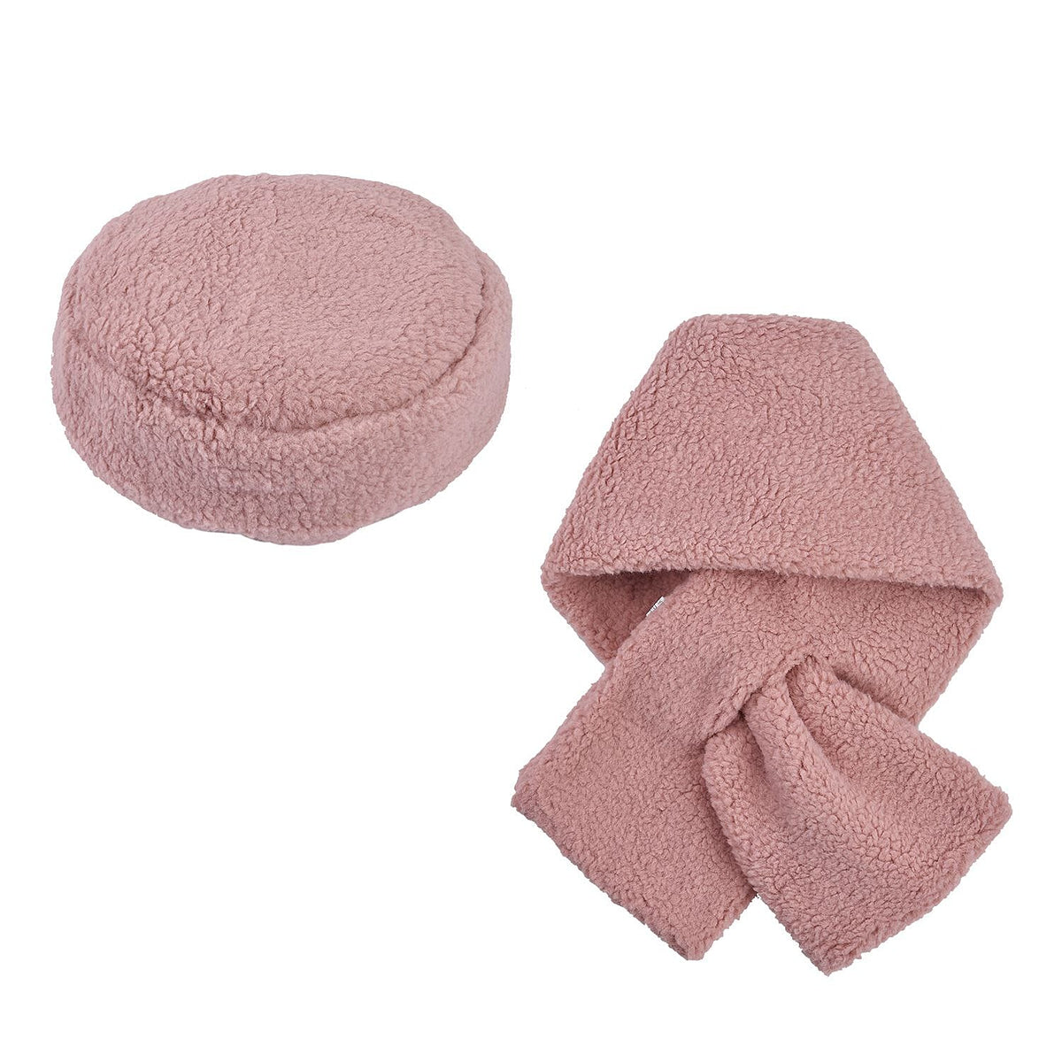 Set of 2 - Faux Fur Bucket Hat and Scarf - Pink 7194136 0