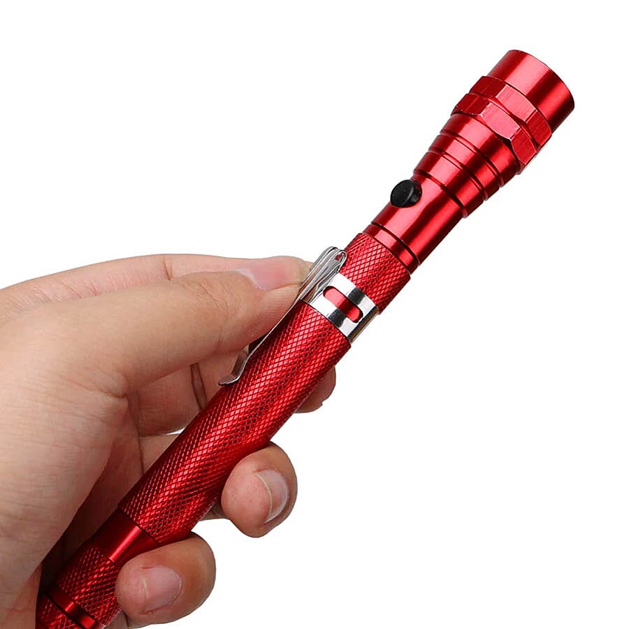 Set of 2 - Flexible 3LED Flashlights with Magentic Head and Base (4xLR44 battery Included) - Red Colour