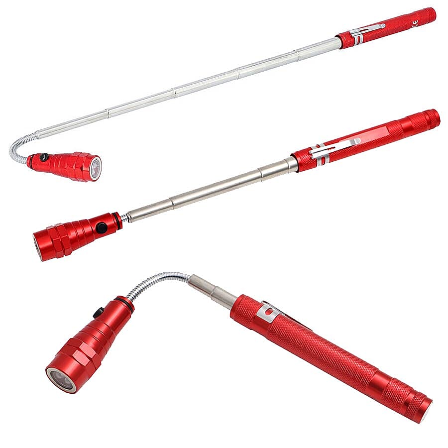 Set of 2 - Flexible 3LED Flashlights with Magentic Head and Base (4xLR44 battery Included) - Red Colour