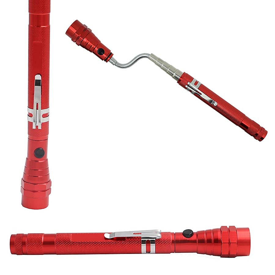 Set of 2 - Flexible 3LED Flashlights with Magentic Head and Base (4xLR44 battery Included) - Red Colour