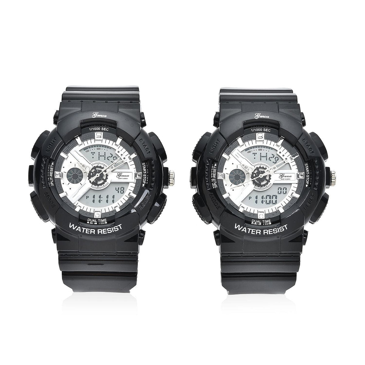 Set of 2 - GENOA Japanese Movement and Digital Water Resistant Watch - Black 4026838 0