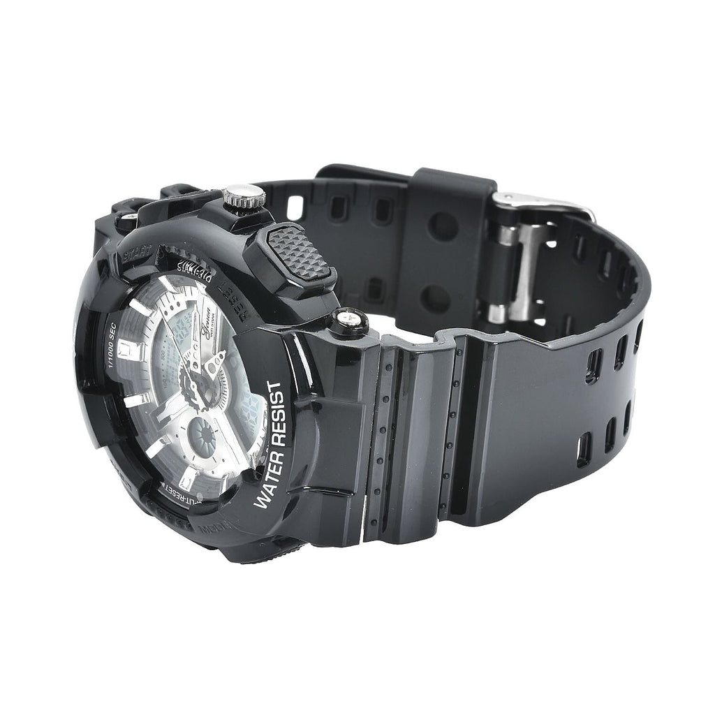 Set of 2 - GENOA Japanese Movement and Digital Water Resistant Watch - Black