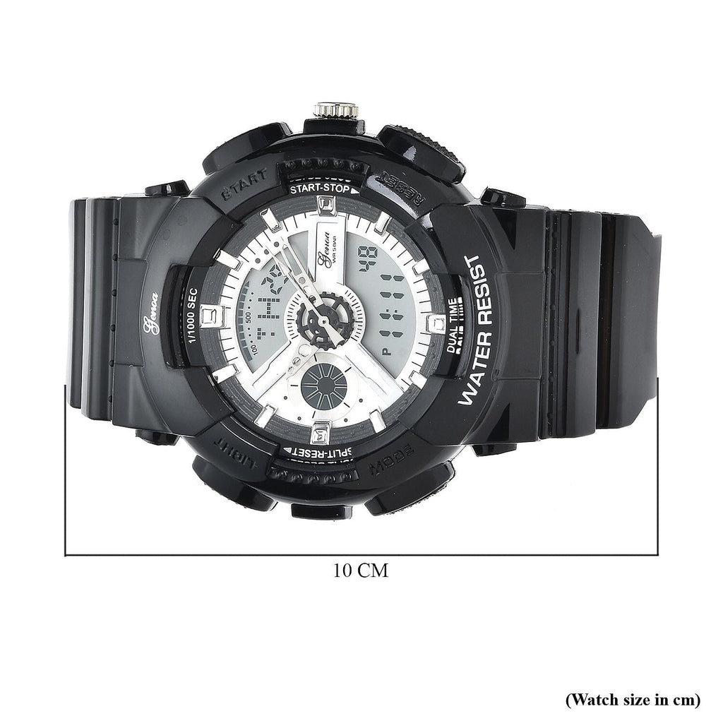 Set of 2 - GENOA Japanese Movement and Digital Water Resistant Watch - Black