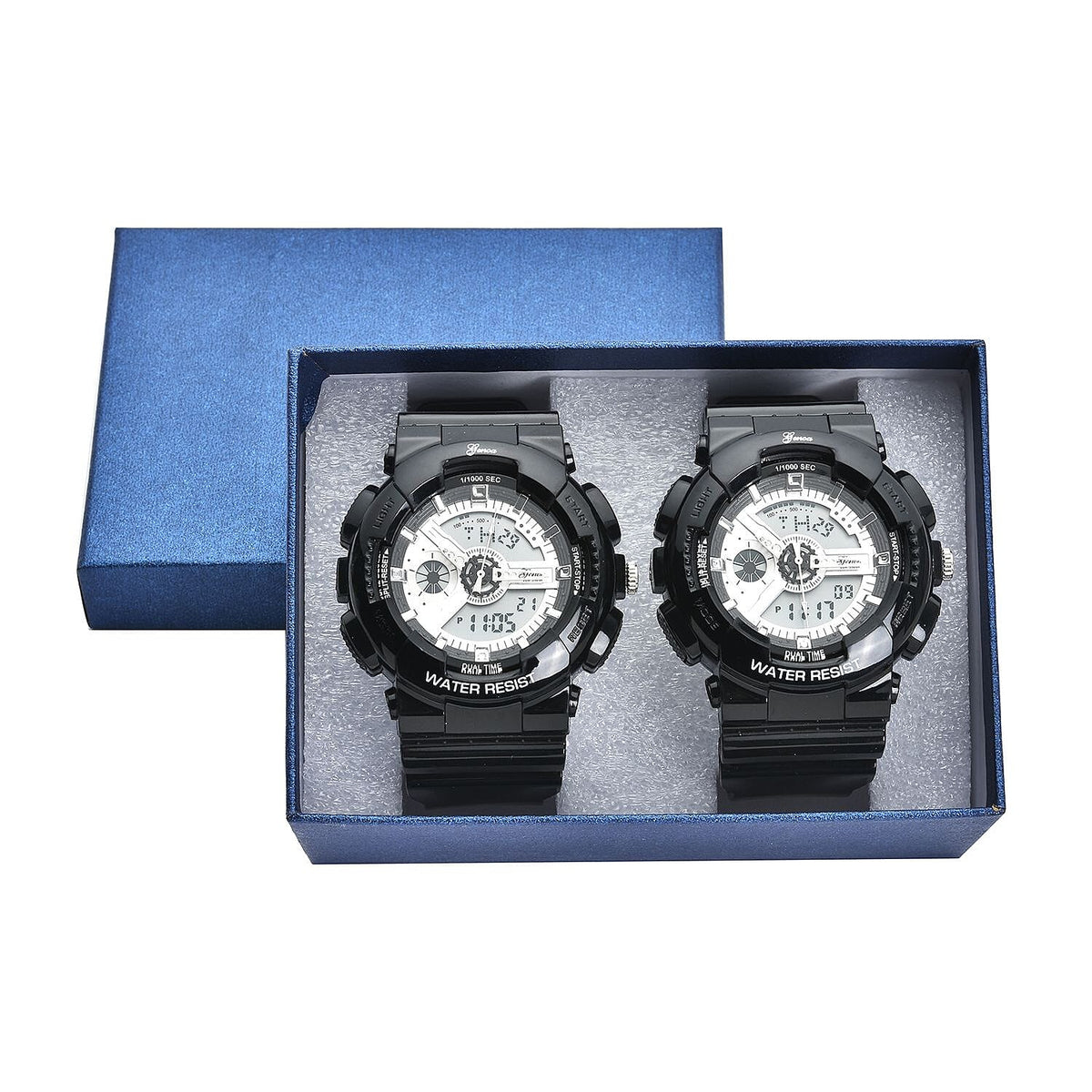 Set of 2 - GENOA Japanese Movement and Digital Water Resistant Watch - Black 4026838 6