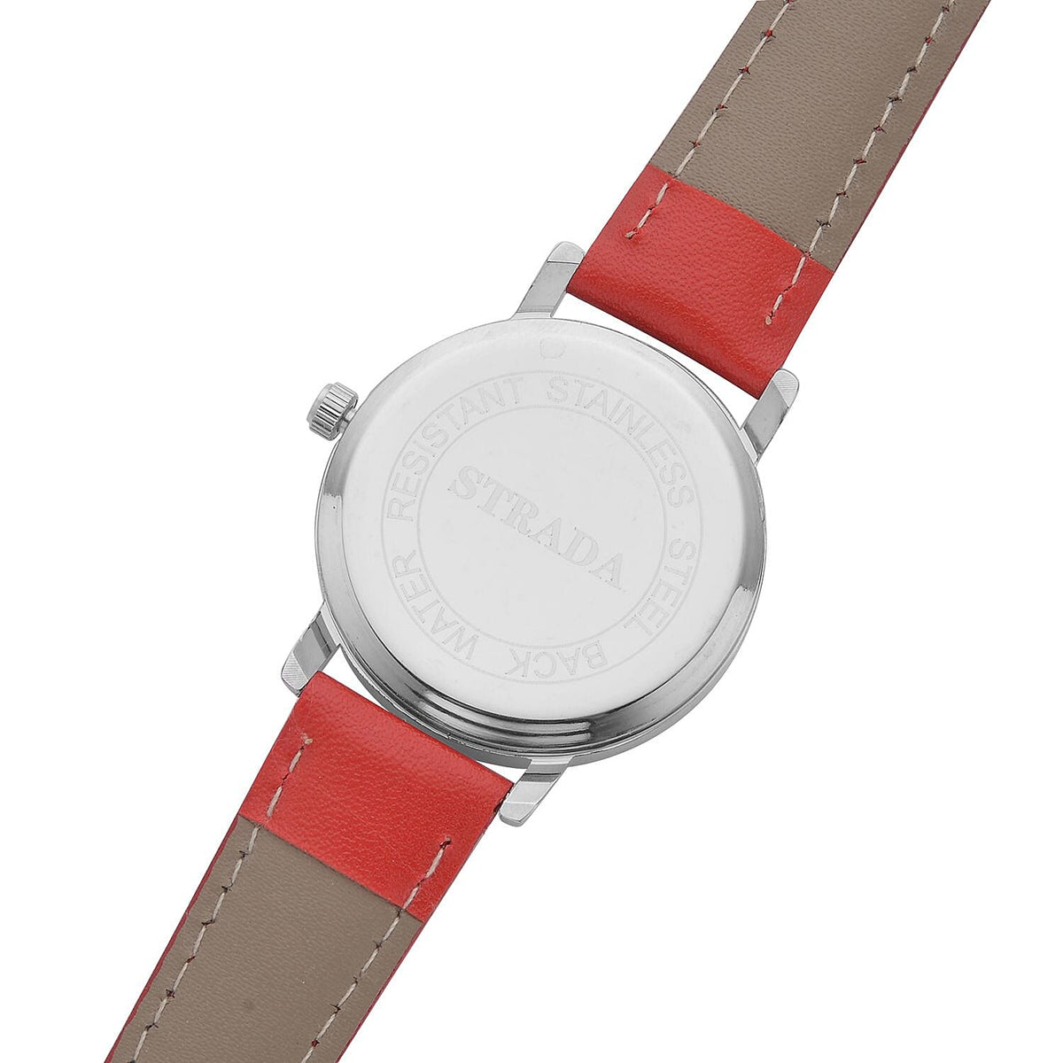 3 Piece Set - Red Howlite Stretchable Beads Bracelet (Size 8), White and Black Austrian Crystal Studded Lion Key Chain and STRADA Water Resistant Watch with Red Strap 4118735 3