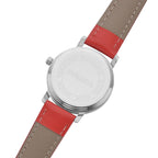 3 Piece Set - Red Howlite Stretchable Beads Bracelet (Size 8), White and Black Austrian Crystal Studded Lion Key Chain and STRADA Water Resistant Watch with Red Strap