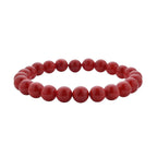 3 Piece Set - Red Howlite Stretchable Beads Bracelet (Size 8), White and Black Austrian Crystal Studded Lion Key Chain and STRADA Water Resistant Watch with Red Strap