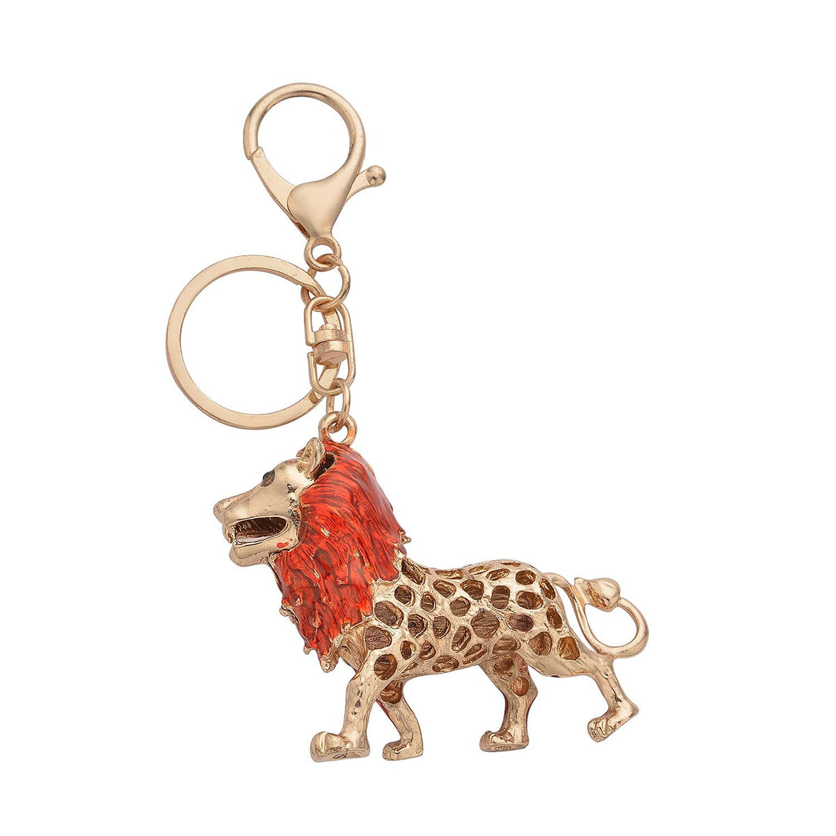 3 Piece Set - Red Howlite Stretchable Beads Bracelet (Size 8), White and Black Austrian Crystal Studded Lion Key Chain and STRADA Water Resistant Watch with Red Strap 4118735 6