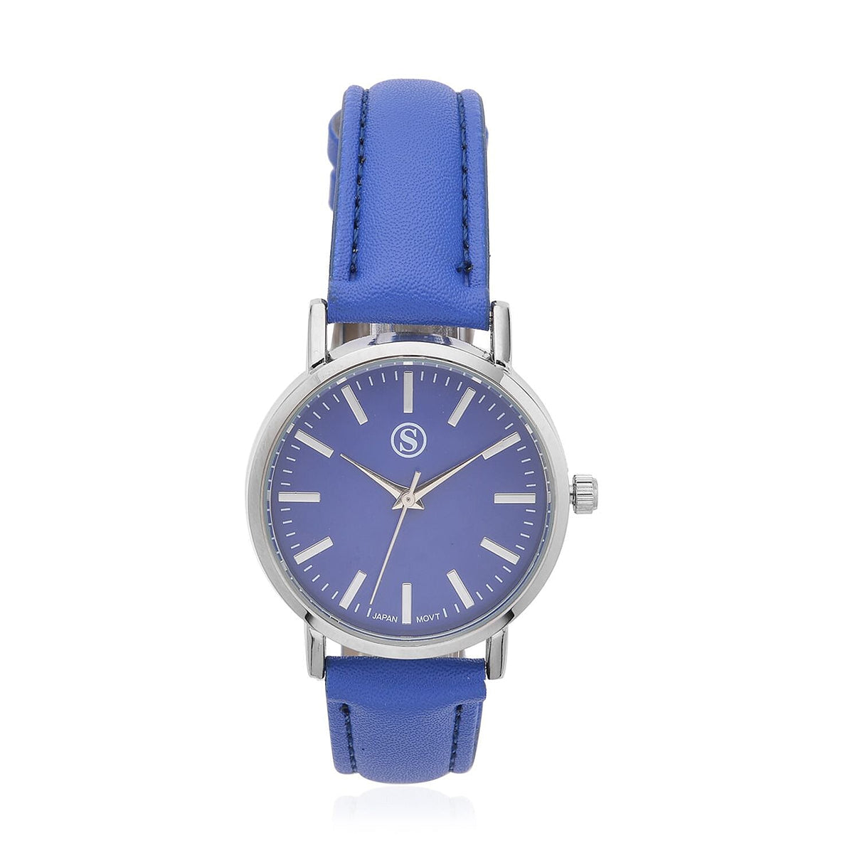 3 Piece Set - Sodalite Stretchable Beads Bracelet (Size 8), Multi Colour Austrian Crystal Turtle Key Chain and STRADA Water Resistant Watch with Blue Strap 4118731 3