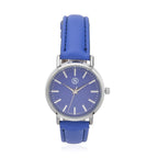 3 Piece Set - Sodalite Stretchable Beads Bracelet (Size 8), Multi Colour Austrian Crystal Turtle Key Chain and STRADA Water Resistant Watch with Blue Strap