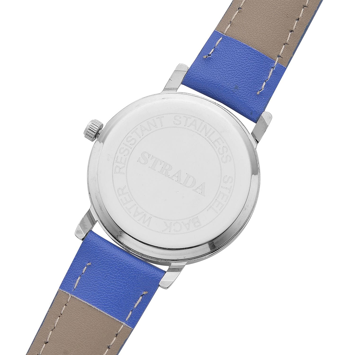 3 Piece Set - Sodalite Stretchable Beads Bracelet (Size 8), Multi Colour Austrian Crystal Turtle Key Chain and STRADA Water Resistant Watch with Blue Strap 4118731 4
