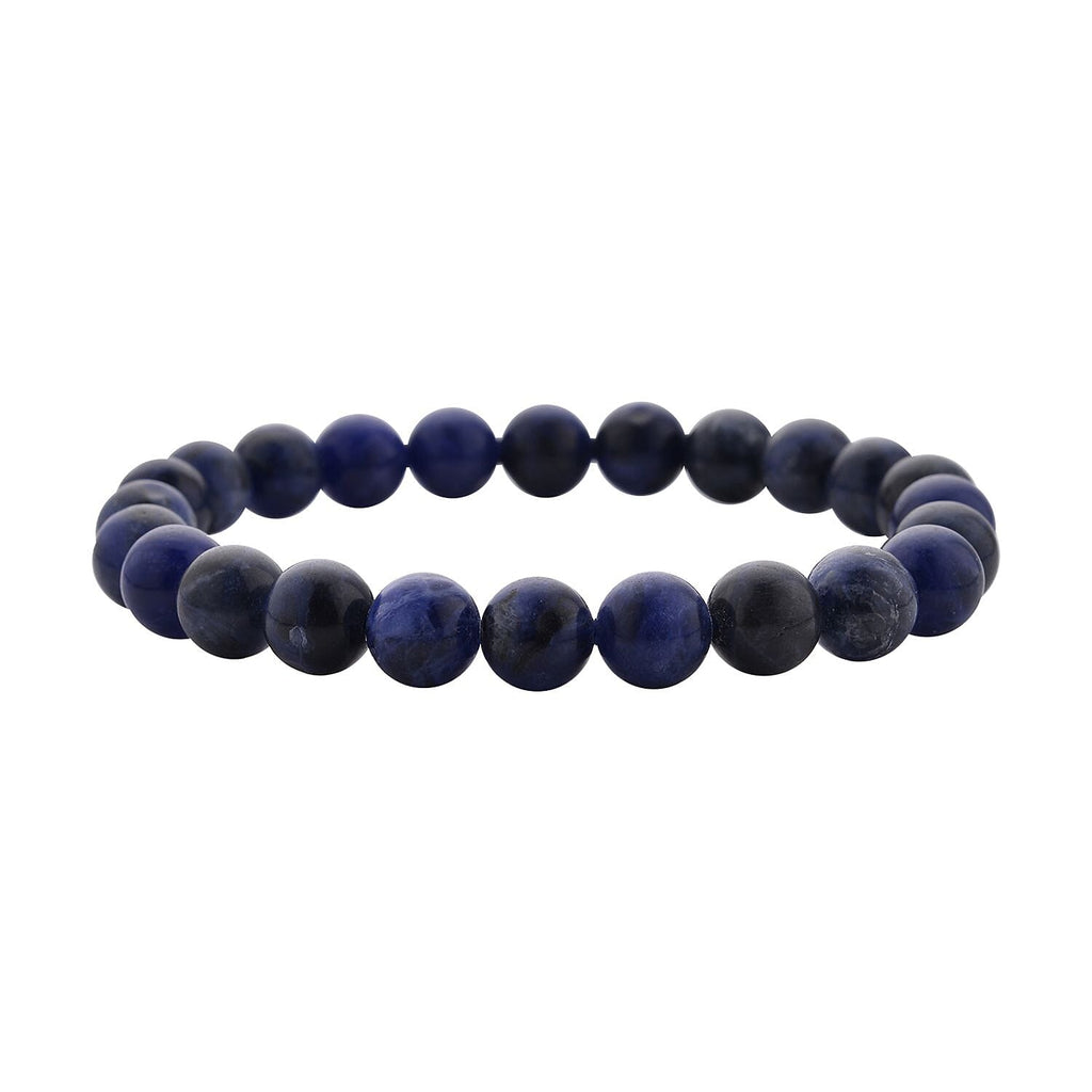 3 Piece Set - Sodalite Stretchable Beads Bracelet (Size 8), Multi Colour Austrian Crystal Turtle Key Chain and STRADA Water Resistant Watch with Blue Strap