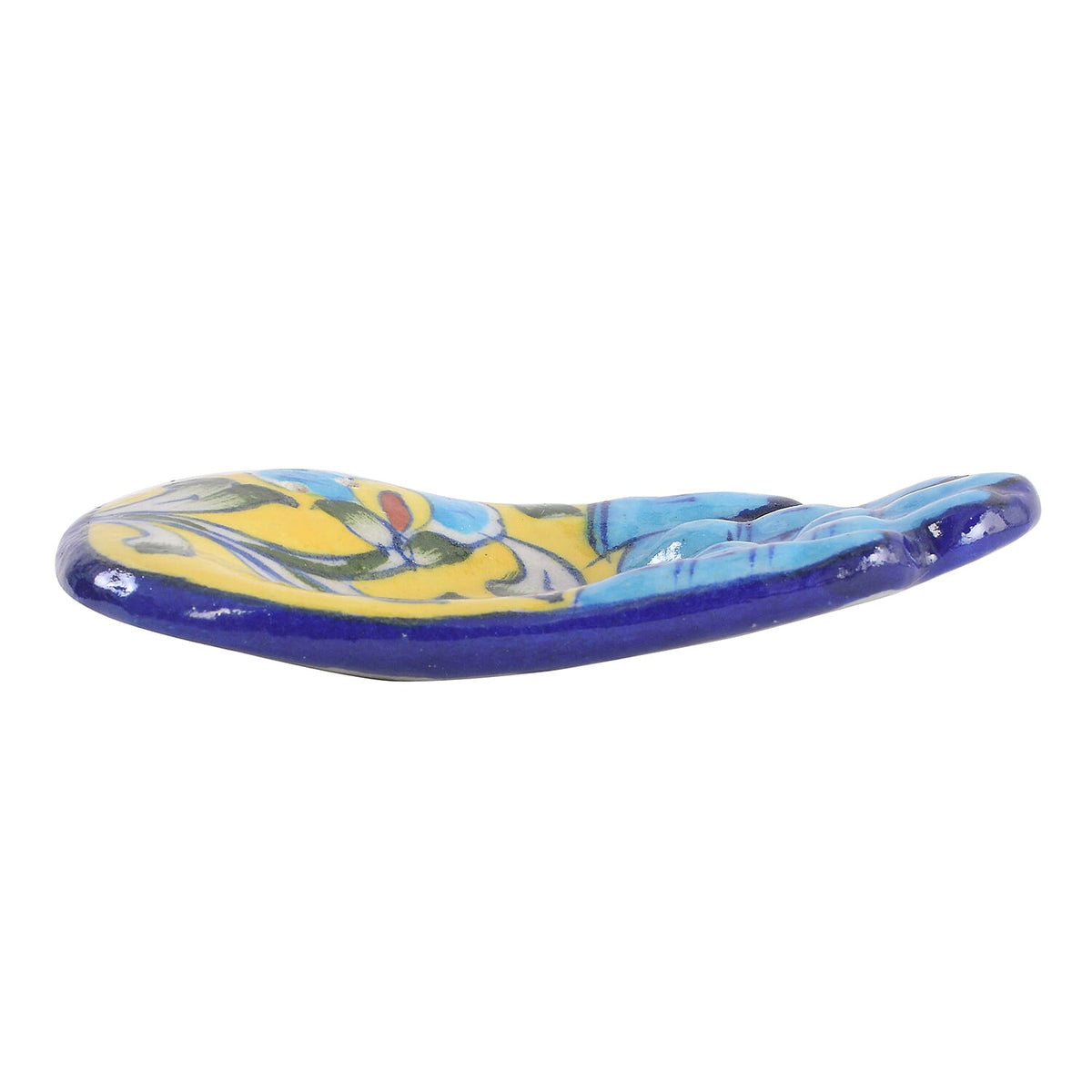 Set of 2 - Hand printed Ceramic Incense Holder or Ash Catcher for Home dÃ©cor and office - Blue and Yellow 6320849 5