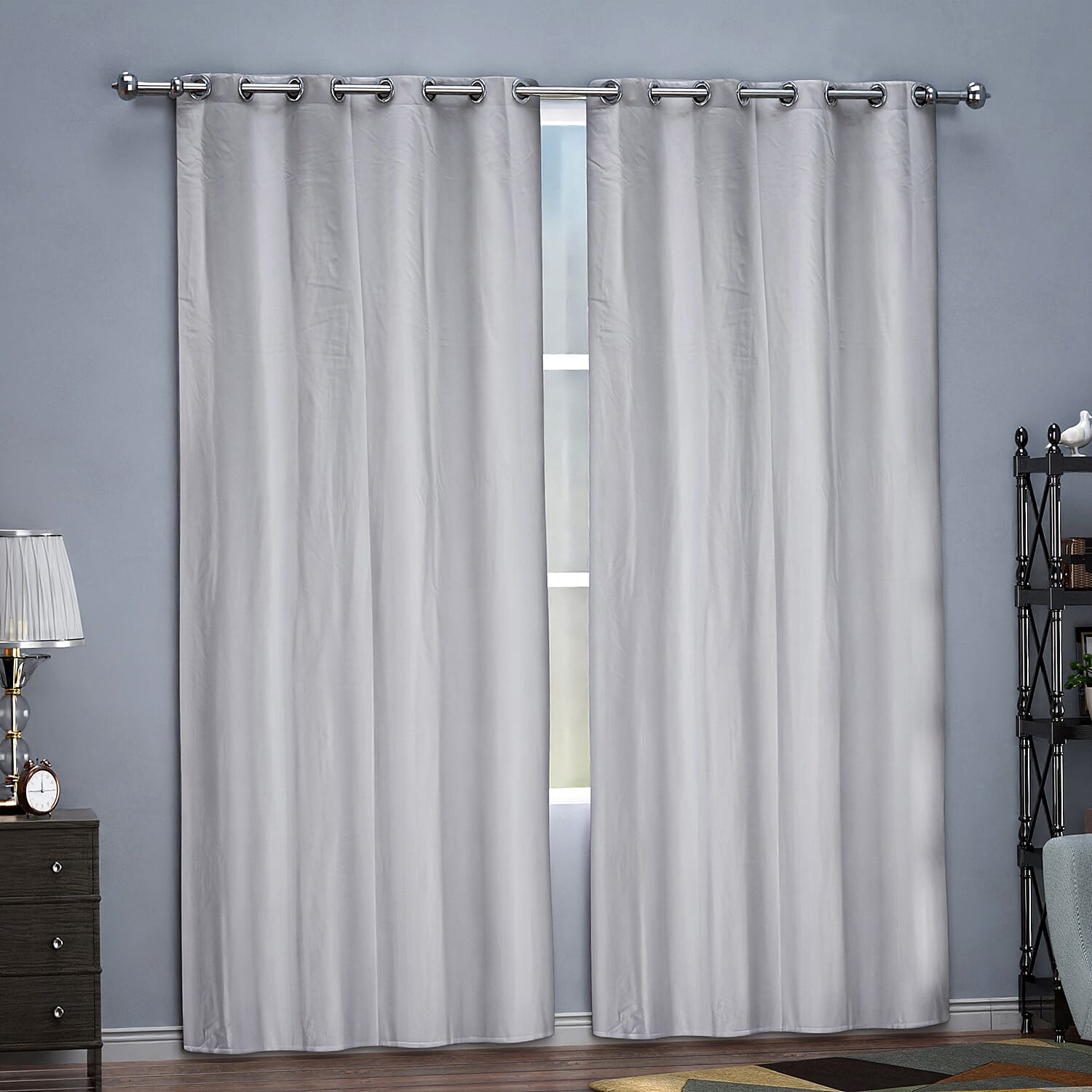 Set of 2 - Homesmart Heat Retaining Thermal, Blackout Curtains with Metal Eyelets - Grey 7153657 0