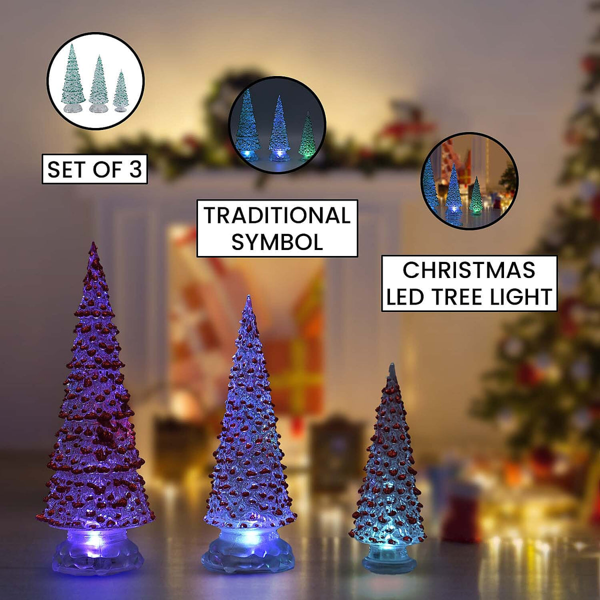 Set of 3 - LED Tree Light - Red 7370123 3