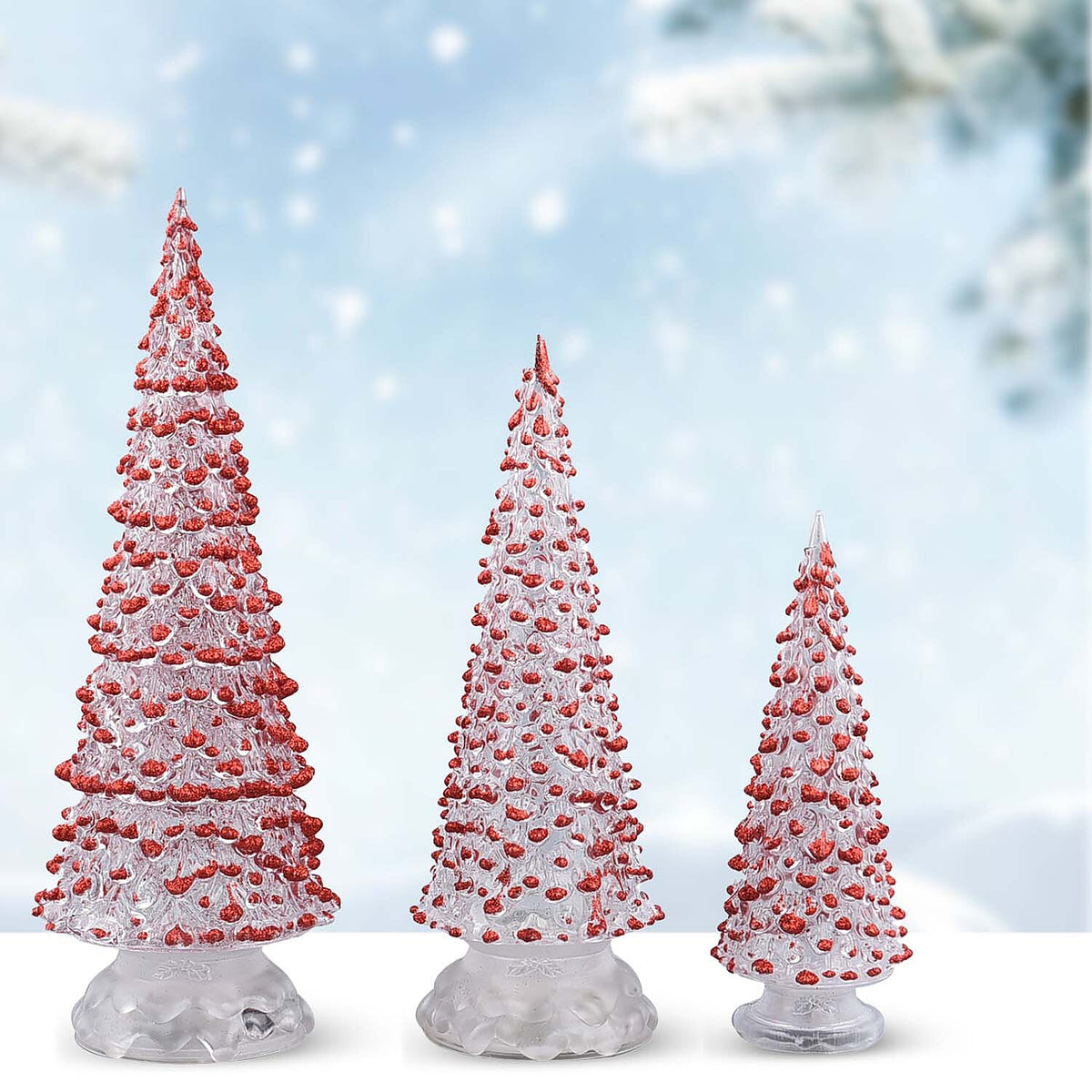 Set of 3 - LED Tree Light - Red 7370123 5