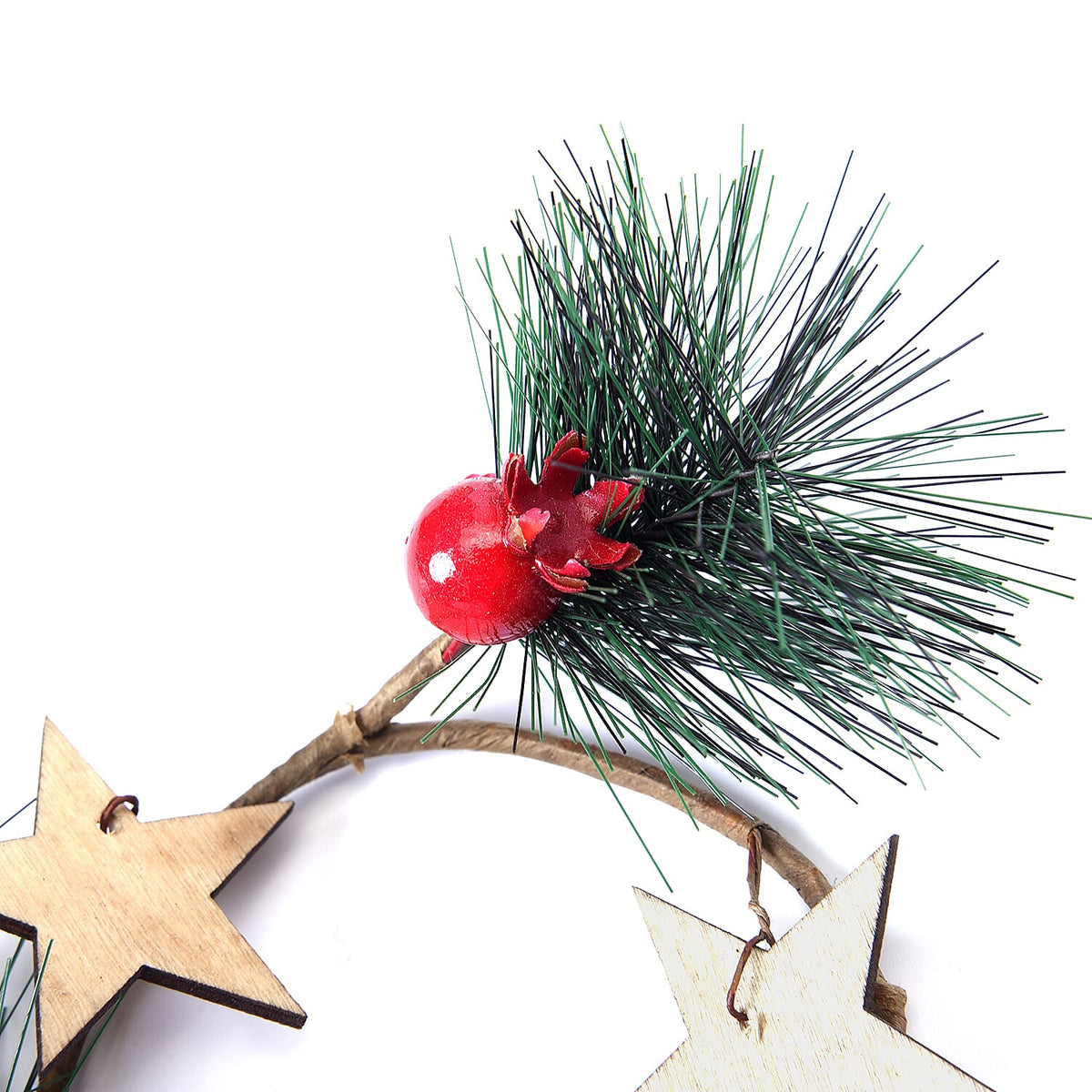 Set of 2 - Mini Candlestick wreath Embellished with Red Berry, Star and Leaf 3665275 2