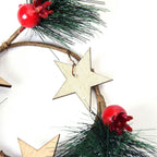 Set of 2 - Mini Candlestick wreath Embellished with Red Berry, Star and Leaf (Size 7 Cm)