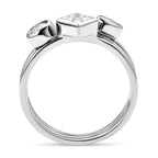 Set of 3 - Moissanite Ring in Platinum Overlay Sterling Silver