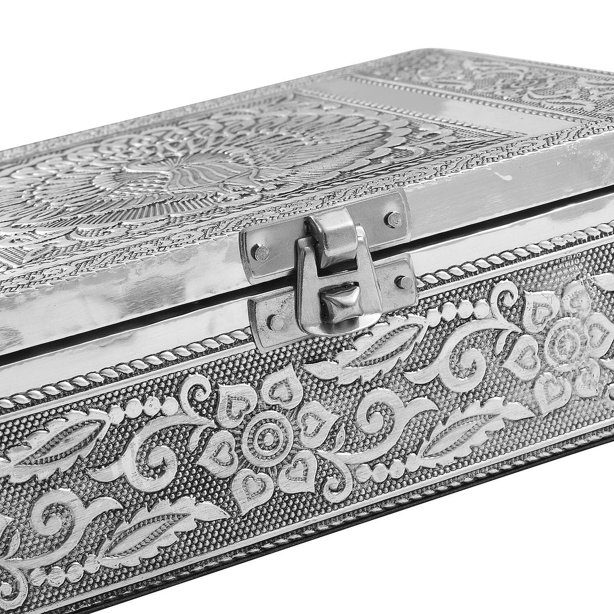 Set of 2 - Peacock Embossed Aluminium Storage Box (Size 20x13x7 Cm &amp; 16x10x5 Cm) 8859002 8