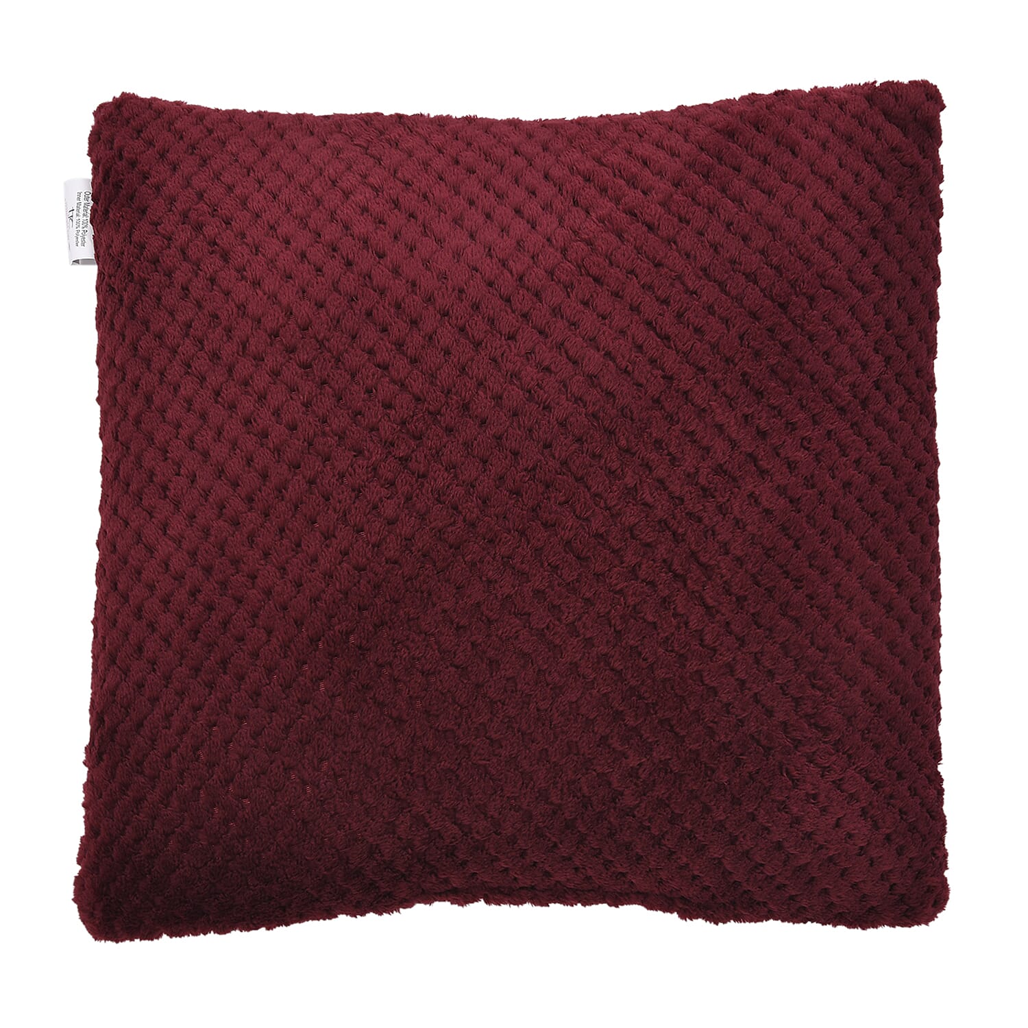 Set of 2 - Plush Jacquared Blanket with Cushion - Maroon 7013370 3