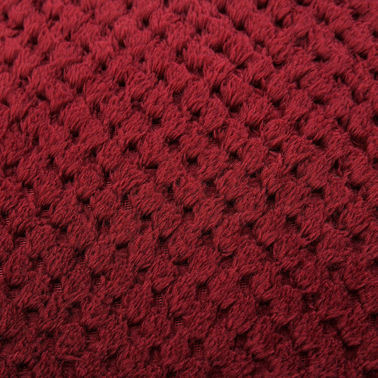 Set of 2 - Plush Jacquared Blanket with Cushion - Maroon 7013370 7