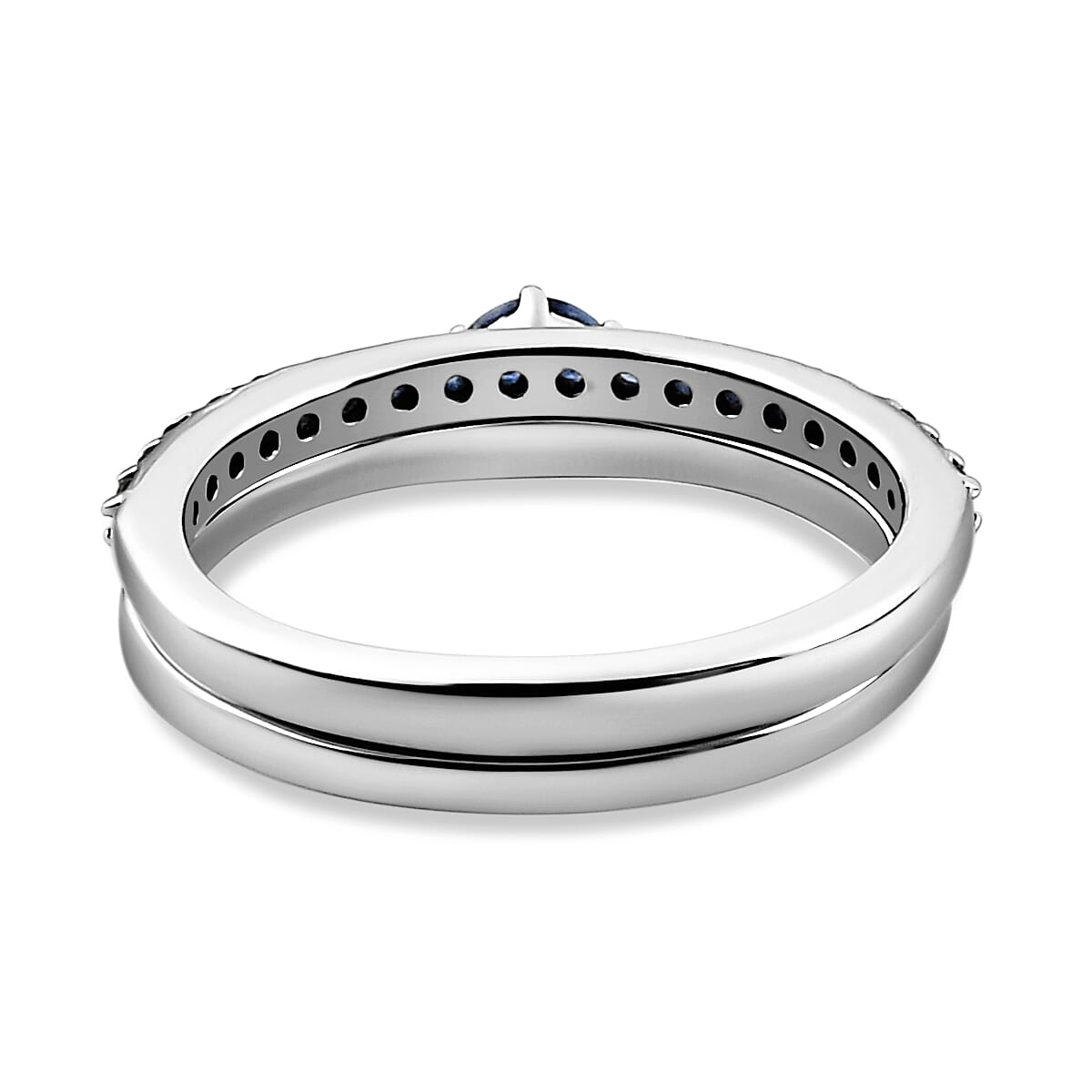 Set of 2 - RHAPSODY 950 Platinum AAAA Ceylon Sapphire Half Eternity and Solitaire Ring 4079134 8