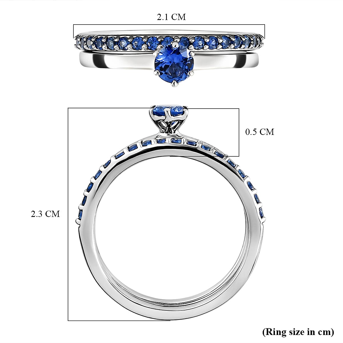 Set of 2 - RHAPSODY 950 Platinum AAAA Ceylon Sapphire Half Eternity and Solitaire Ring 4079134 10