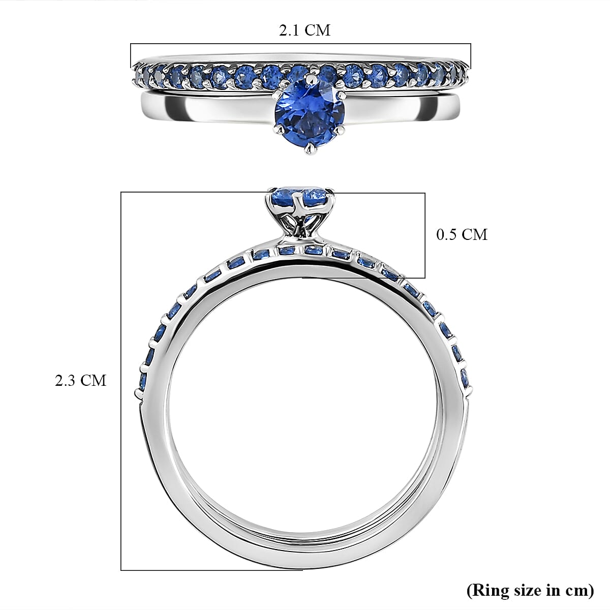 Set of 2 - RHAPSODY 950 Platinum AAAA Ceylon Sapphire Half Eternity and Solitaire Ring 4079134 12