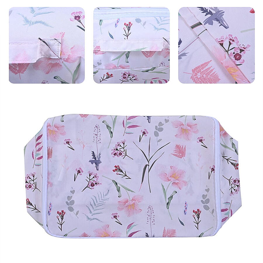 Set of 3 - Serenity Night Floral Pattern Transparent Window Storage Bag - Off White and Multi 3813469 4