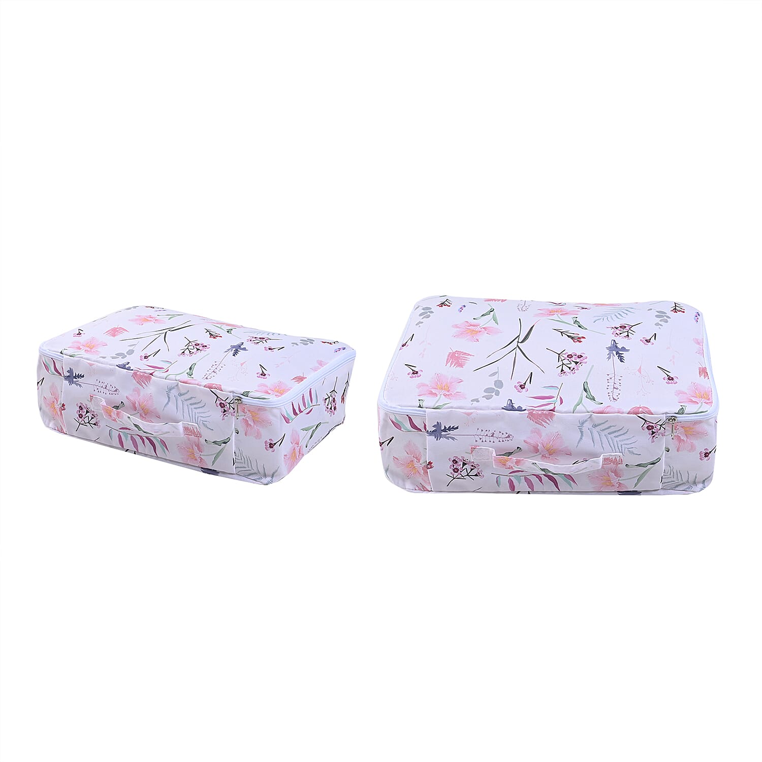 Set of 3 - Serenity Night Floral Pattern Transparent Window Storage Bag - Off White and Multi 3813469 6