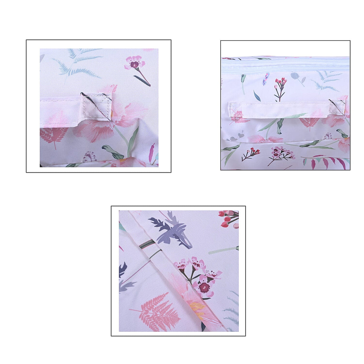 Set of 3 - Serenity Night Floral Pattern Transparent Window Storage Bag - Off White and Multi 3813469 7