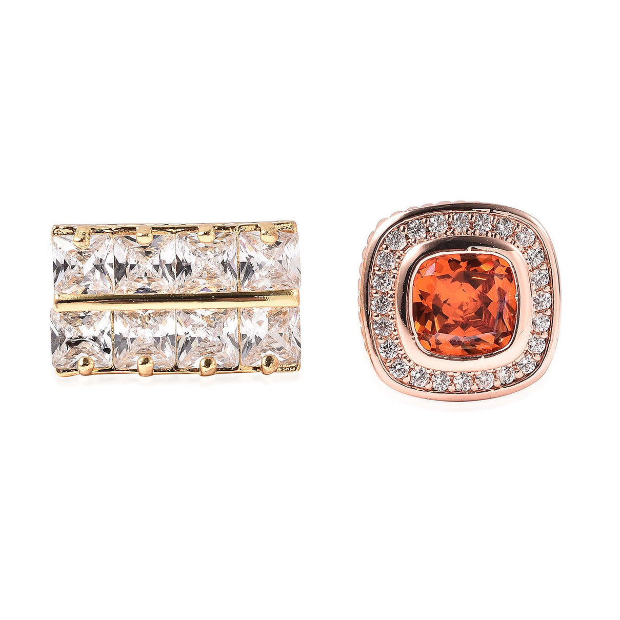 Set of 2 - Simulated Diamond and Simulated Orange Sapphire Cufflinks 4032268 0