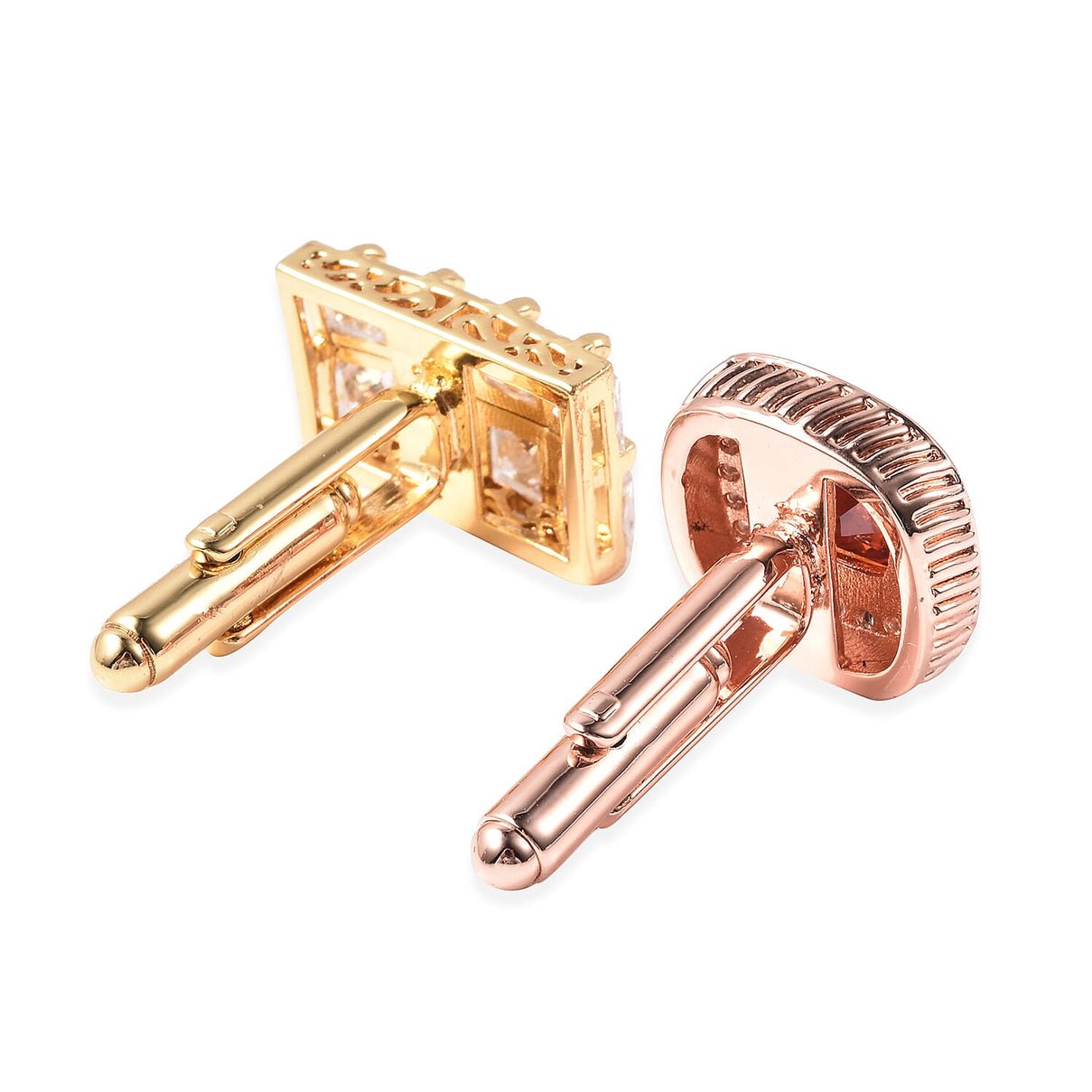 Set of 2 - Simulated Diamond and Simulated Orange Sapphire Cufflinks 4032268 2