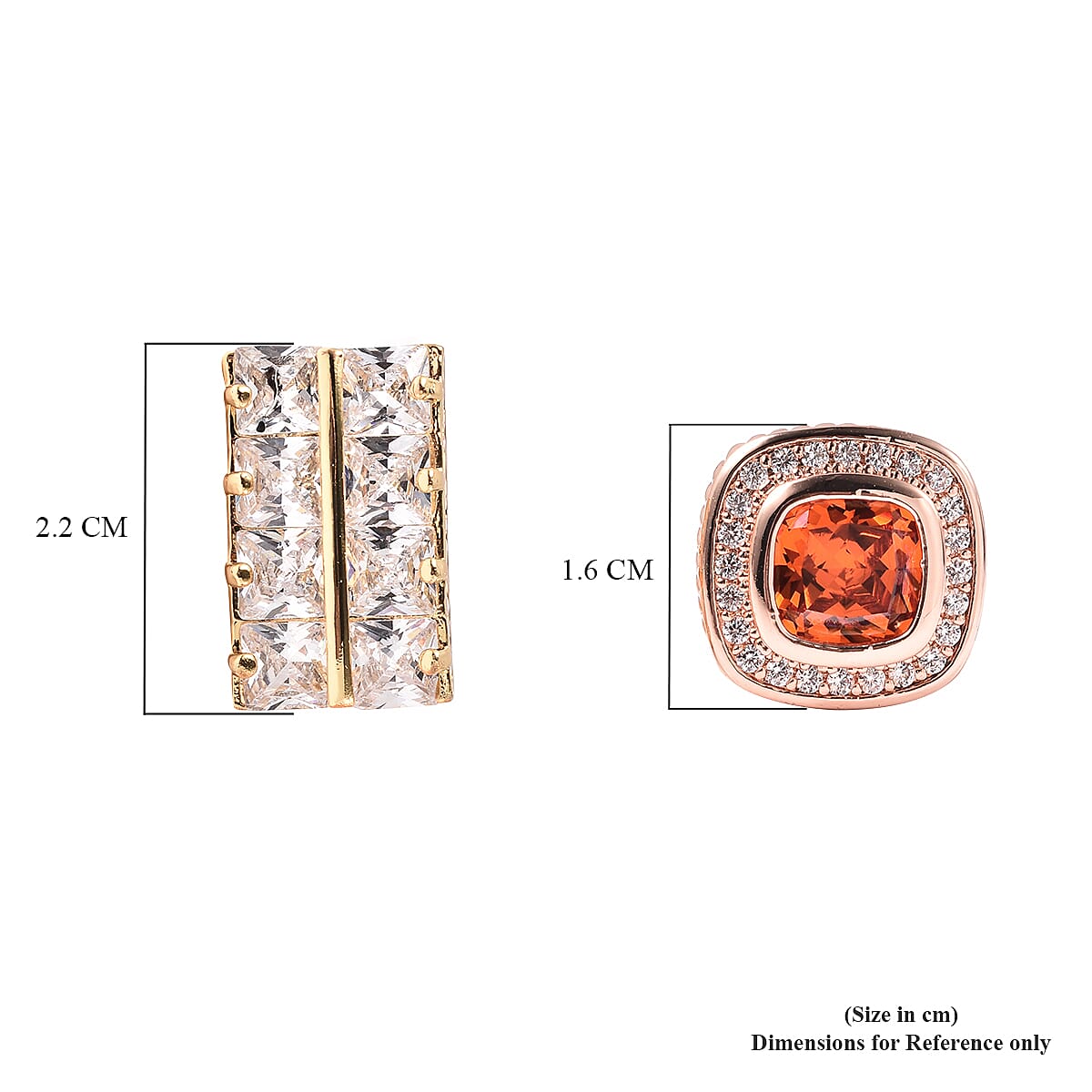 Set of 2 - Simulated Diamond and Simulated Orange Sapphire Cufflinks 4032268 3