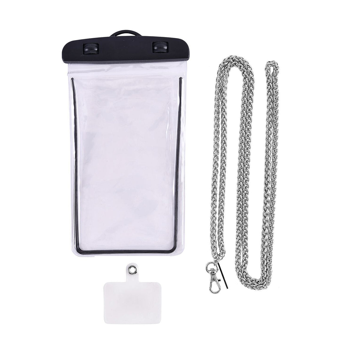 Crossbody Waterproof PVC Phone Bag with Stainless Steel Chain in Silver Tone 4119146 0