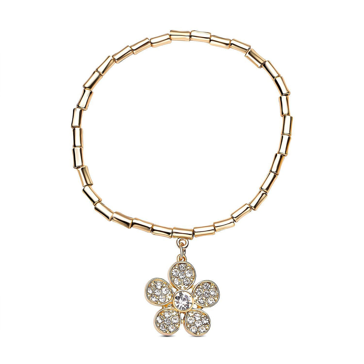 Set of 3 - White Austrian Crystal Flower, Star &amp; Tree of Life Charm Stretchable Bracelet 4116270 4