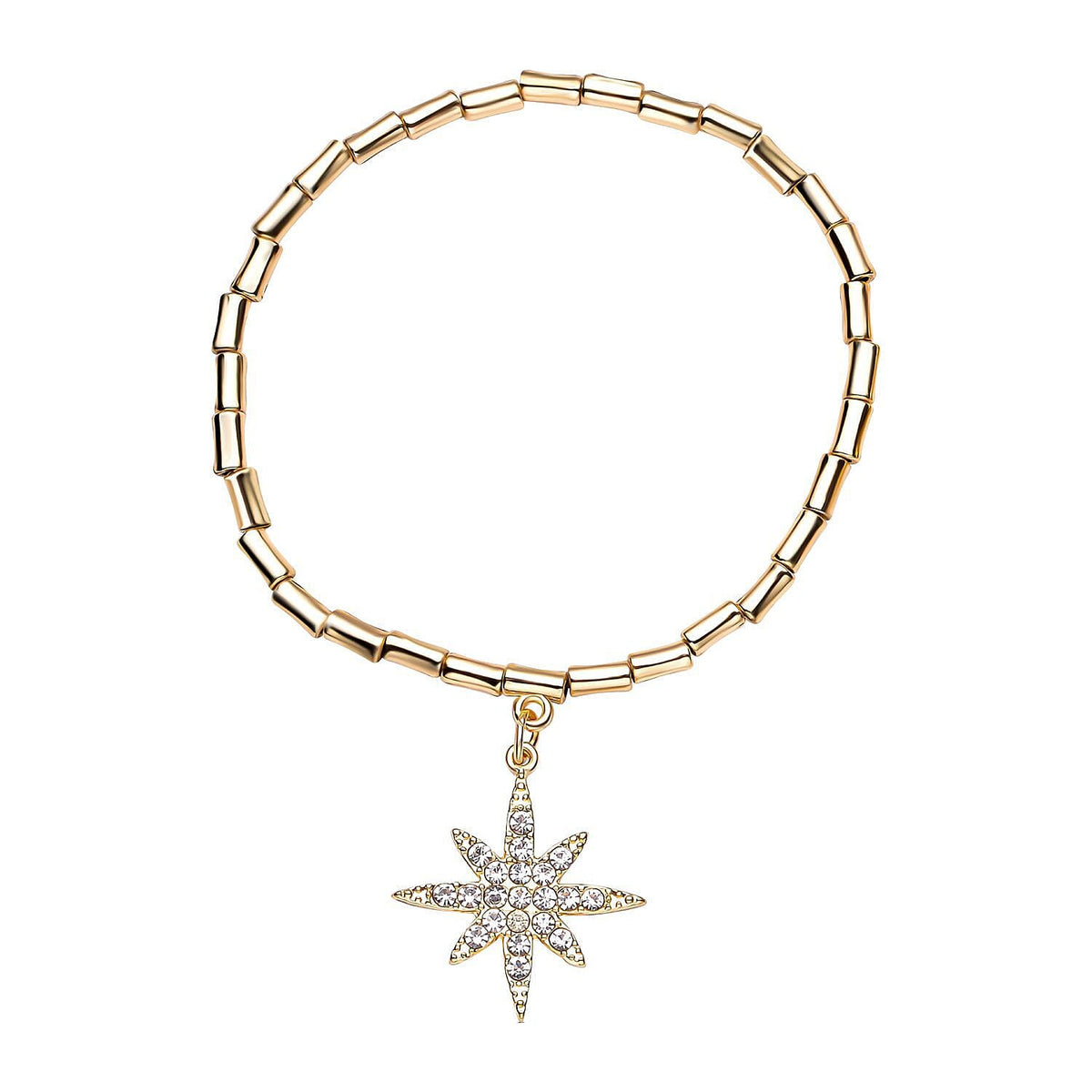 Set of 3 - White Austrian Crystal Flower, Star &amp; Tree of Life Charm Stretchable Bracelet 4116270 5