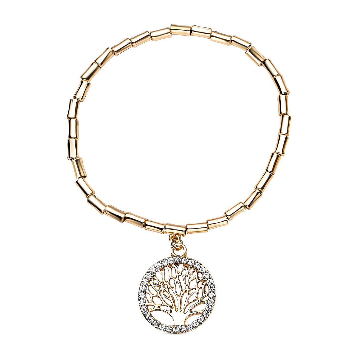 Set of 3 - White Austrian Crystal Flower, Star &amp; Tree of Life Charm Stretchable Bracelet 4116270 6