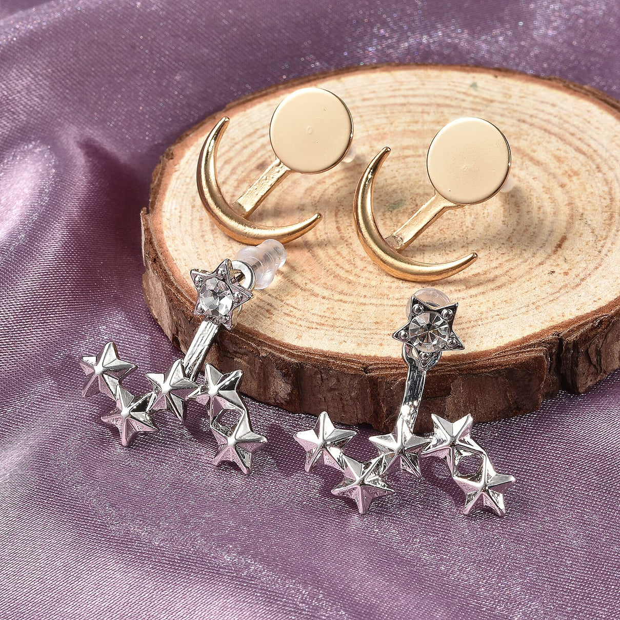 Set of 2 - White Crystal Anchor and Star Drop Earrings 4011206 2