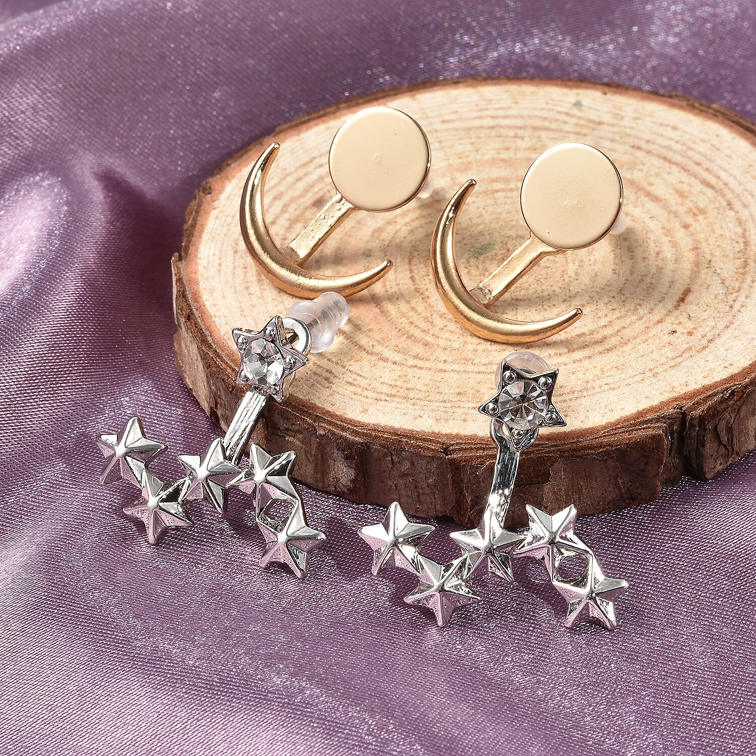 Set of 2 - White Crystal Anchor and Star Drop Earrings 4011206 2