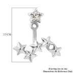 Set of 2 - White Austrian Crystal Earrings (with Push Back) in Silver and Gold Tone
